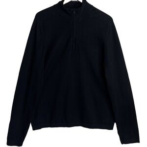 Vintage Y2K Banana Republic Mens Sweater Silk Blend Quarter Zip Large Black